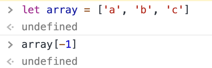array negative index unsupported in javascript